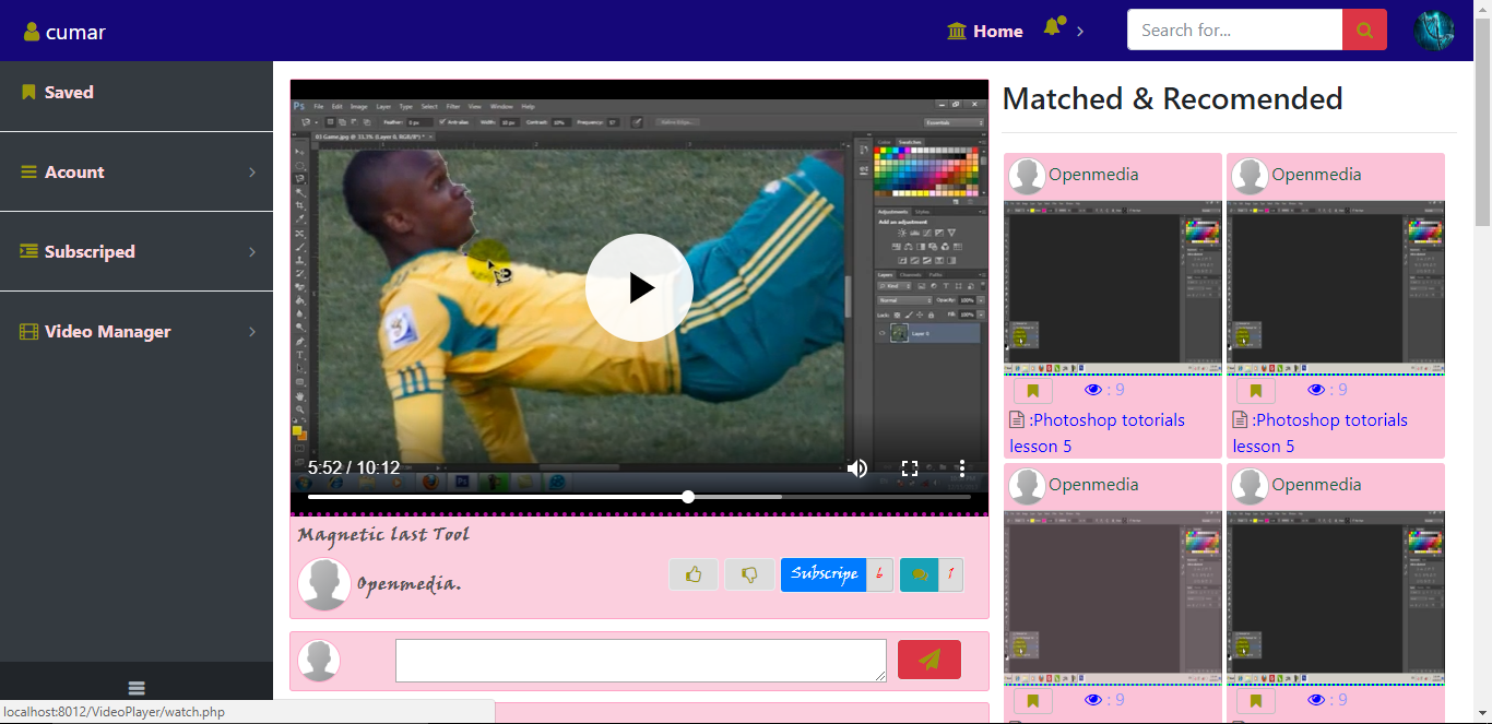 Online Video Player SourceCodester